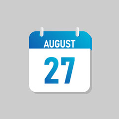 White daily calendar Icon August in a Flat Design style. Easy to edit Isolated vector Illustration.