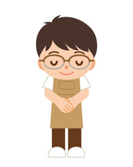 エプロン 男性 お辞儀