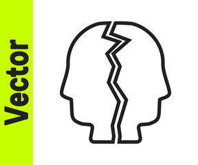 Black line Bipolar disorder icon isolated on white background. Vector