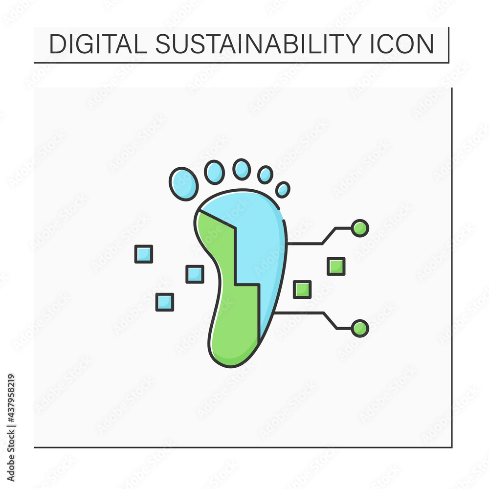 Aufkleber digital footprint color icon. unique actions on internet, devices.digital shadow.data trail. digitiz