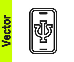 Black line Online psychological counseling distance icon isolated on white background. Psychotherapy, psychological help, psychiatrist online consulting. Vector