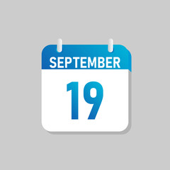 White daily calendar Icon September in a Flat Design style. Easy to edit Isolated vector Illustration.