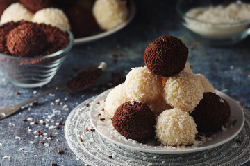 Beijinho and Brigadeiro sweets - national cuisine of Brazil	