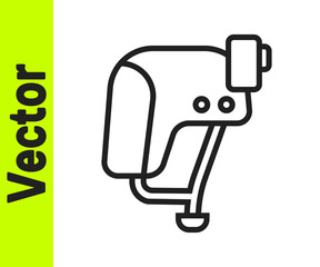 Black line Skateboard helmet icon isolated on white background. Extreme sport. Sport equipment. Vector