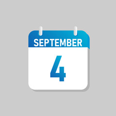 White daily calendar Icon September in a Flat Design style. Easy to edit Isolated vector Illustration.