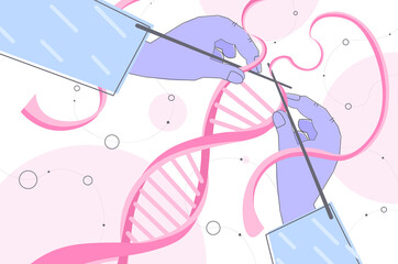 scientist knitting DNA researcher making experiment in lab DNA testing genetic engineering concept horizontal