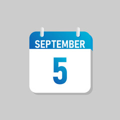 White daily calendar Icon September in a Flat Design style. Easy to edit Isolated vector Illustration.