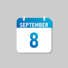 White daily calendar Icon September in a Flat Design style. Easy to edit Isolated vector Illustration.