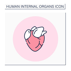 Heart color icon. Main body organ. Pumps blood through blood vessels of circulatory systems. Human internal organs concept.Isolated vector illustration