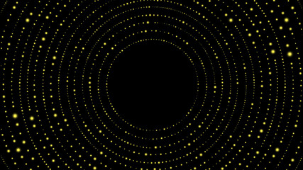 Abstract background. Gold circles on a black background. Vector illustration. It can be used in the design of cover art, screen saver, book design, poster, flyer, CD cover, website background, etc.