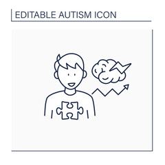 Neurodevelopmental disorder line icon. Behavioral disturbances. Restricted and repetitive behavior. Autism spectrum disorder concept.Isolated vector illustration.Editable stroke