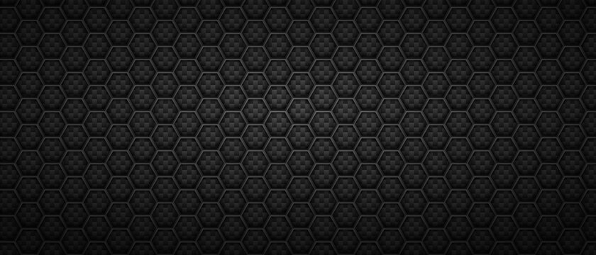 Technological hexagonal black background