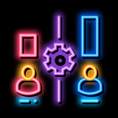 different resources of people neon light sign vector. Glowing bright icon different resources of people sign. transparent symbol illustration
