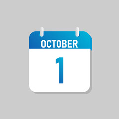 White daily calendar Icon October in a Flat Design style. Easy to edit Isolated vector Illustration.