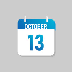 White daily calendar Icon October in a Flat Design style. Easy to edit Isolated vector Illustration.