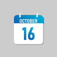 White daily calendar Icon October in a Flat Design style. Easy to edit Isolated vector Illustration.