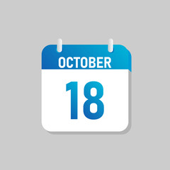 White daily calendar Icon October in a Flat Design style. Easy to edit Isolated vector Illustration.