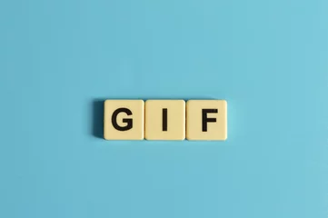 Fotobehang Top view of square letters with text GIF © TeacherPhoto