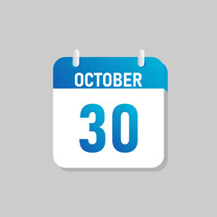 White daily calendar Icon October in a Flat Design style. Easy to edit Isolated vector Illustration.