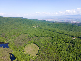 Aerial view of Sua Gabra Lakes at Lozenska Mountain, Bulgaria