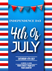 Naklejka premium Fourth of July Independence Day.4th july, Vector illustration greeting card with brush stroke background in United States national flag 