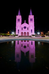 purple church in the night