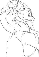minimalist one line drawing woman face illustration in line art style