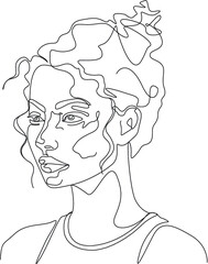 minimalist one line drawing woman face illustration in line art style