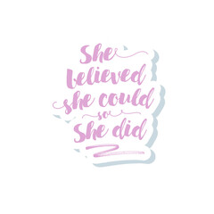 motivating quote in pink on a white background for girls and women
