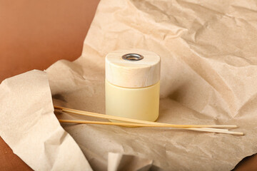 Modern reed diffuser on paper sheets