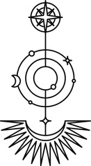 Obraz premium black illustration in line style esoteric theme on white background