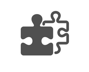 Puzzle pieces simple icon. Jigsaw game challenge sign. Business solution symbol. Classic flat style. Quality design element. Simple puzzle icon. Vector