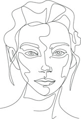 minimalist one line drawing woman face illustration in line art style