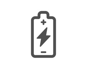 Obraz premium Battery charging simple icon. Electricity energy type sign. Lightning bolt symbol. Classic flat style. Quality design element. Simple battery charging icon. Vector