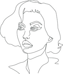 minimalist one line drawing woman face illustration in line art style