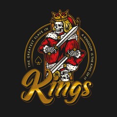 King for playing cards colorful badge