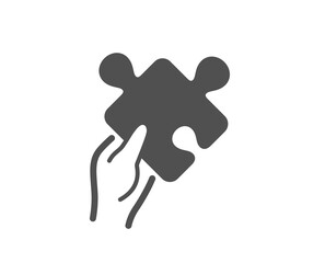 Give Puzzle simple icon. Hold Jigsaw piece sign. Business challenge symbol. Classic flat style. Quality design element. Simple puzzle icon. Vector