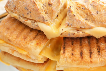 Tray with cheese ciabatta sandwiches, closeup