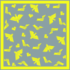 Square ornamental background. Scarf, shawl, pareo design. Hijab print. Bandana pattern. Ethno tribal style