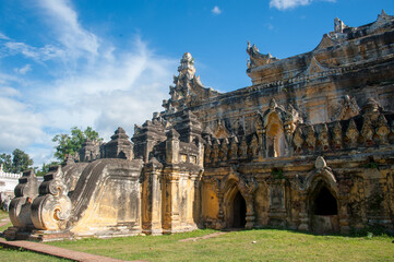 Fototapeta premium ancient stone building in Myanmar bathed in light