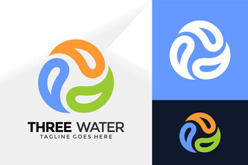 Three Water Drop Logo Design, Brand Identity Logos Designs Vector Illustration Template