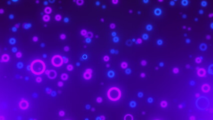 Flickering microscopic circles smoothly scattering in space. Aftermath of supernova 3d render explosion with stardust floating in space. Futuristic molecules in digital festive blur.