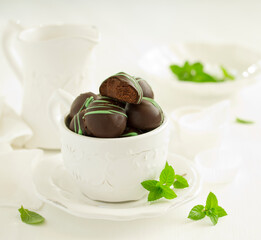 Mint-flavored truffle chocolates