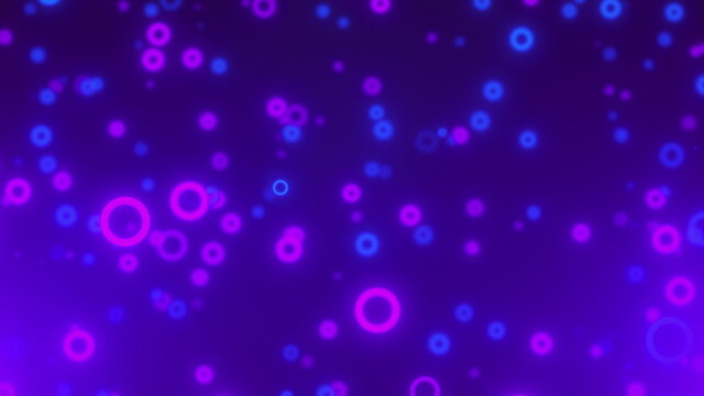 Flickering microscopic circles smoothly scattering in space. Aftermath of supernova 3d render explosion with stardust floating in space. Futuristic molecules in digital festive blur.