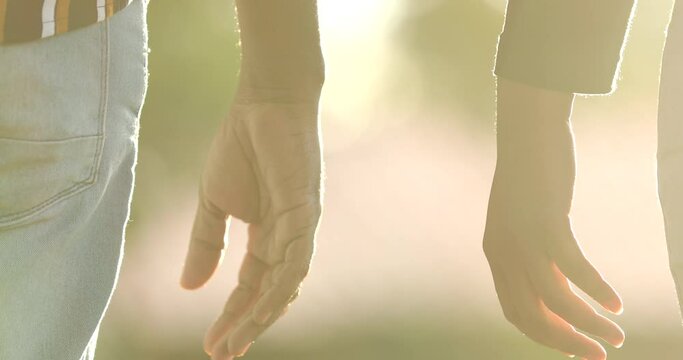 Hands separation, two people disjoining hand