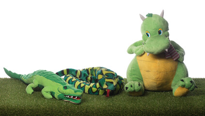 plush toy dragon isolated on white background