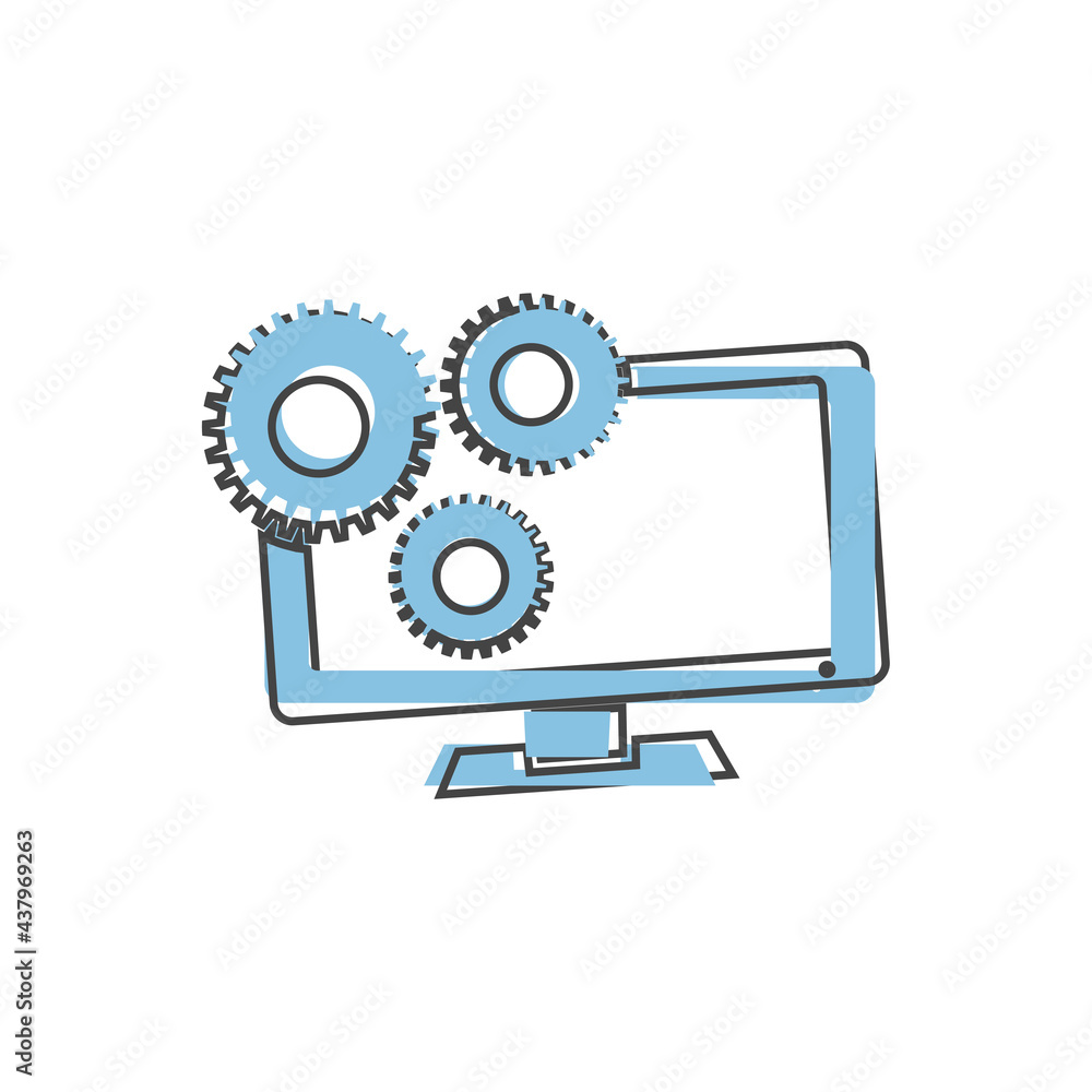 Poster business object vector icon. system performance tuning, management on white isolated background.