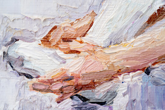 Ballerina is preparing for a performance on a white background. Fragment of oil painting on canvas.