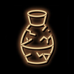 broken clay vase neon light sign vector. Glowing bright icon broken clay vase sign. transparent symbol illustration