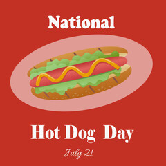 National Hot Dog Day vector ilustration.American national holiday. Template for your design: postcard, card, invitation, banner.